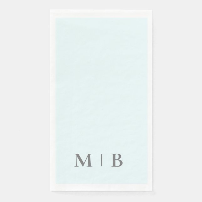 Zeitgenössische Monogram Ice Blue Gray Text Weddin Serviette (Vorderseite)