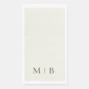 Zeitgenössische Monogramm-Creme-Gold-Text-Hochzeit Serviette