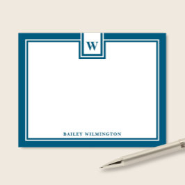 Zeitgenössische Monogramm-Deep-Blue-Border-Korresp Mitteilungskarte