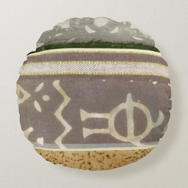 Zeitgenössische Mustermalerei Rundes Kissen (Vorderseite)