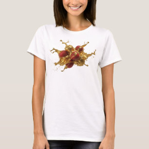 Zeitgenössische orange abstrakte Erdbeeren T-Shirt