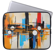 Zeitgenössische Orange Blaue Geometrische Abstrakt