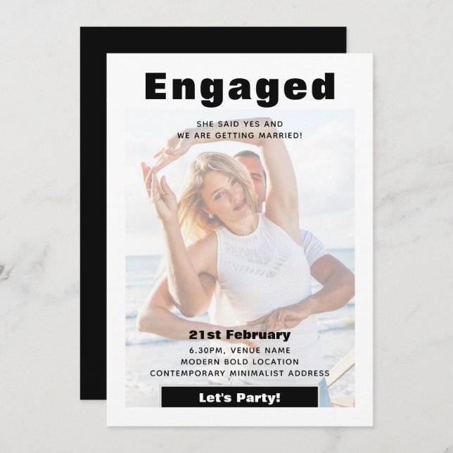 Zeitgenössische Overlay-Foto-Hochzeitsstimmung - V Einladung (Vorne/Hinten)