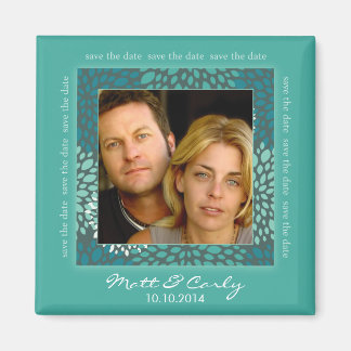 Zeitgenössische Petals Turqoise Rett Date Magnet