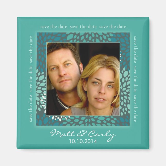 Zeitgenössische Petals Turqoise Rett Date Magnet (Vorne)