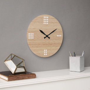 Zeitgenössische Punkte Zahlen auf Faux-Holz Große Wanduhr