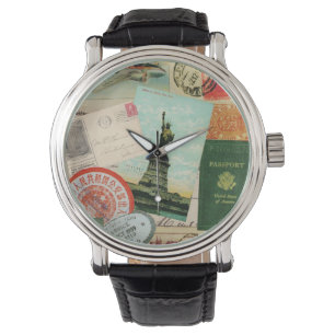 zeitgenössische Reiserollage Armbanduhr