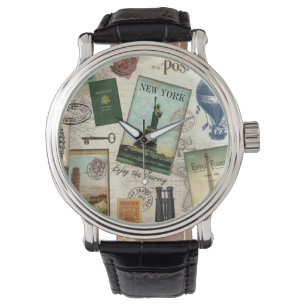 zeitgenössische Reiserollage Armbanduhr