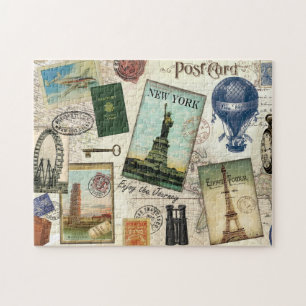 zeitgenössische Reiserollage Puzzle