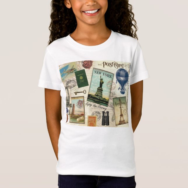 zeitgenössische Reiserollage T-Shirt (Vorderseite)