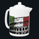 Zeitgenössische römische Kolosseum-Silhouette<br><div class="desc">Dieses Ausrüstungsbeschreibungen ein roter,  weißer und grüner gestreifter Hintergrund mit einer römischen Kolosseum-Silhouette. Dieser Entwurf ist das geschützte Copyright und kann möglicherweise nicht kopiert werden oder neuverteilt werden.</div>