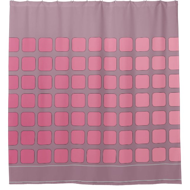 Zeitgenössische rosa Quadrate Duschvorhang (Vorderseite)