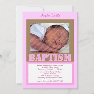 Zeitgenössische rosa Taufe für Baby Girl Einladung