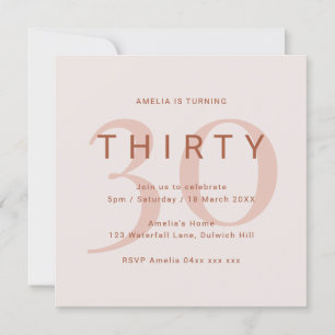 Zeitgenössische Rose 30. Geburtstag Party Einladun Save The Date