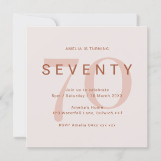 Zeitgenössische Rose 70. Geburtstagsparty Einladun Save The Date