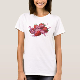 Zeitgenössische rote abstrakte Erdbeeren T-Shirt