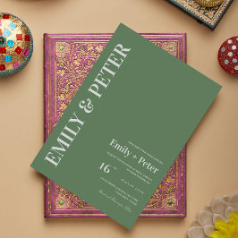 Zeitgenössische Sage Green Moderne Minimalistische Einladungspostkarte