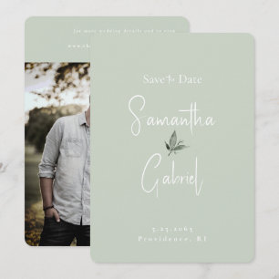 Zeitgenössische Salbei-Foto-Hochzeit - Speichert d Save The Date