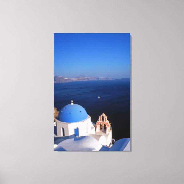 Zeitgenössische Santorini-Stretched Canvas Print Leinwanddruck (Vorderseite)