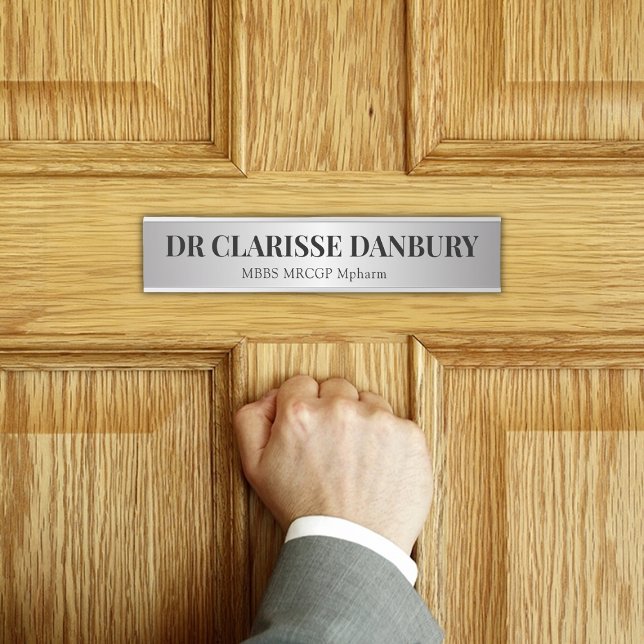 Zeitgenössische Schwarz & Imitate Silberne Individ Türschild (Contemporary Black & Faux Silver Custom Name Plate)