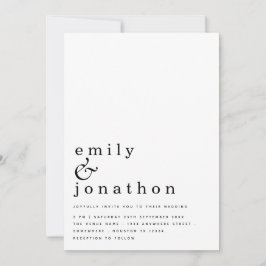 Zeitgenössische Schwarz-weiße Hochzeit mit einfach Einladung