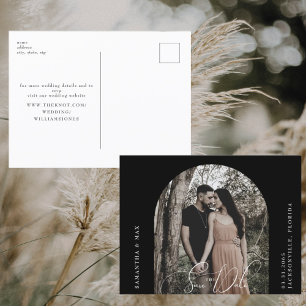 Zeitgenössische schwarze Bogen-Foto-Save-the-Date- Postkarte