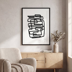 Zeitgenössische schwarze und weiße einfache geomet poster