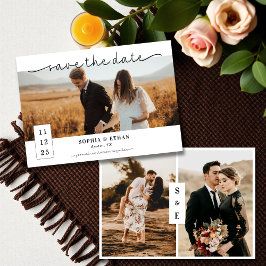 Zeitgenössische Script Schwarz-Weiß-Foto-Hochzeit Save The Date