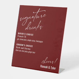 Zeitgenössische Signature Drinks Burgund Sockelschild