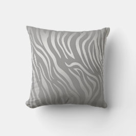 Zeitgenössische Silber-Gray-Zebra-Tierhaut Kissen
