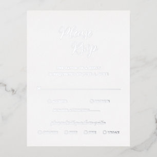 Zeitgenössische Silver Foil Modern Wedding RSVP Ca Folie Einladungspostkarte