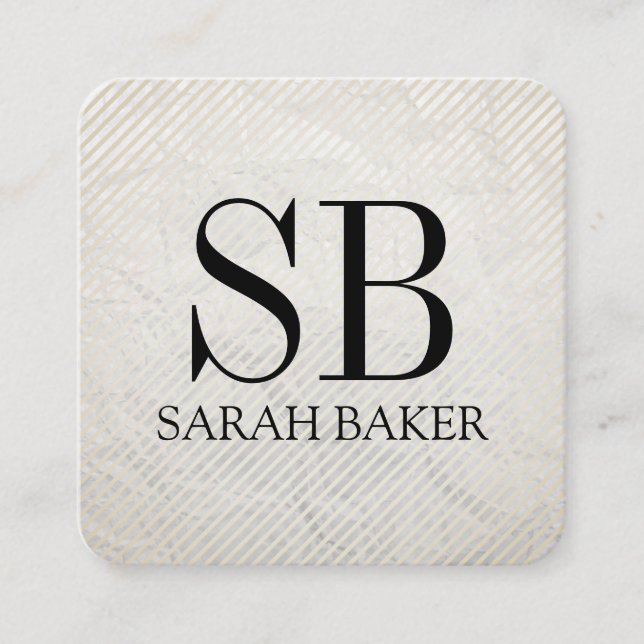 Zeitgenössische Textur Monogramm und Streifen Quadratische Visitenkarte (Vorderseite)
