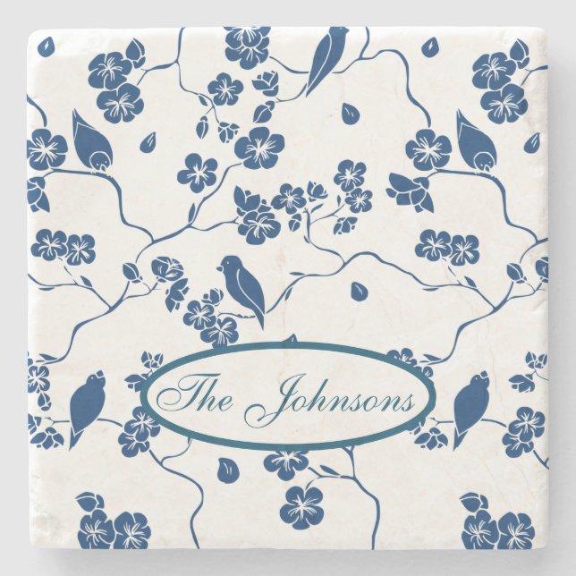 Zeitgenössische Toilvögel & Florals Stone Unterset Steinuntersetzer (Vorderseite)
