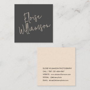 Zeitgenössische Trendy Chic Fette Kalligrafie Schw Quadratische Visitenkarte