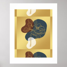 Zeitgenössische Trendy Monogram Gold Whimsical Flo Poster