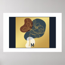 Zeitgenössische Trendy Monogram Gold Whimsical Flo