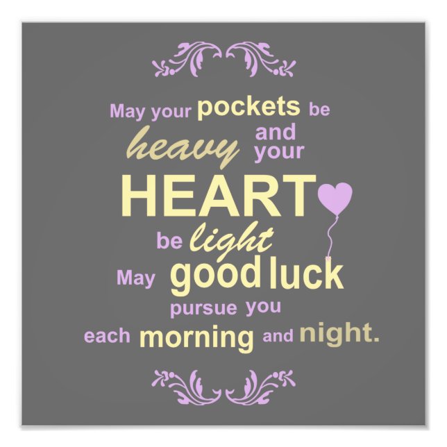 Zeitgenössische Typografie-irischer Segen im Grau Fotodruck (Vorne)