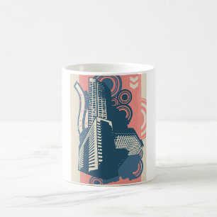 Zeitgenössische urbane Skyline Pop-Art Kaffeetasse