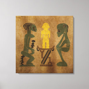 Zeitgenössische Vintage-afrikanische Stammes-Szene Leinwanddruck