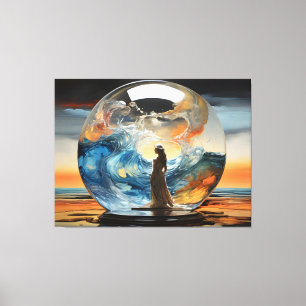 Zeitgenössische Vision Moderne Frau in einer Glask Leinwanddruck