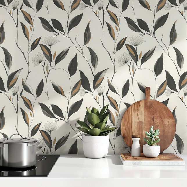 Zeitgenössische Wallpaper floral Charm Black & Bei Tapete (Von Creator hochgeladen)