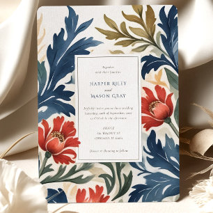 Zeitgenössische Wasserfarben Florals Hochzeitsfeie Einladung