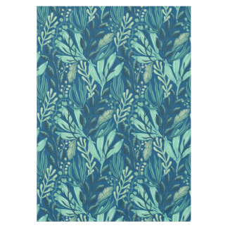 Zeitgenössische Wasserpflanzen Blau Grüne Foliage Tischdecke