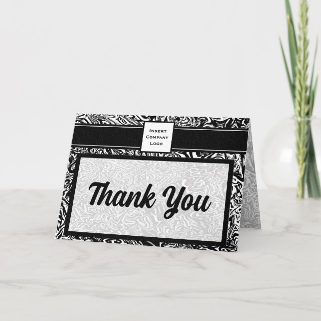 Zeitgenössische Wave in Black Logo Vielen Dank Dankeskarte (Vorderseite)