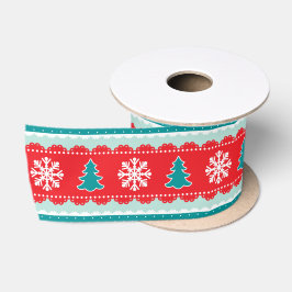 Zeitgenössische Weihnachtsbaumen Snowflakes Muster Satinband