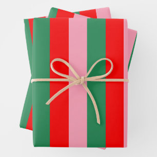 Zeitgenössische Weihnachtsstreifen Geschenkpapier Set