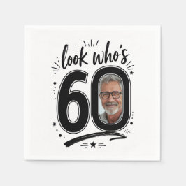 Zeitgenössischer 60. Geburtstagsfeier-Fotorahmen Serviette