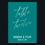 Zeitgenössischer Aquamariner Tisch 12 Tischnummer<br><div class="desc">Kühl, einfach, modern, elegant. Dieses Design ergänzt eine wachsende Sammlung von einzigartigen Stücken, die auffällig und unverwechselbar sind. Verwenden Sie die Vorlagenfelder, um die Platzhalterangaben zu ändern und das Design selbst zu gestalten. Weitere Farben und Stile sind in dieser Sammlung verfügbar. Hier habe ich einen wunderschönen Schriftart für die Kopfzeile...</div>