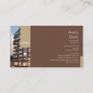 Zeitgenössischer Architekt mit Gebäudefoto und Log Visitenkarte