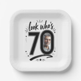 Zeitgenössischer Bilderrahmen zum 70. Geburtstag Pappteller